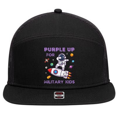 Purple Up Military Ki.Ds Military Child Month Astronaut Funny 7 Panel Mesh Trucker Snapback Hat