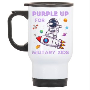 Purple Up Military Ki.Ds Military Child Month Astronaut Funny Stainless Steel Travel Mug