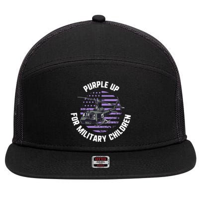 Purple Up Military Child Month Awareness Ren Helicopter 7 Panel Mesh Trucker Snapback Hat