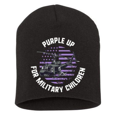 Purple Up Military Child Month Awareness Ren Helicopter Short Acrylic Beanie