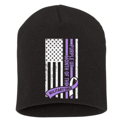 Purple Up Military Child Month Children Awareness Short Acrylic Beanie