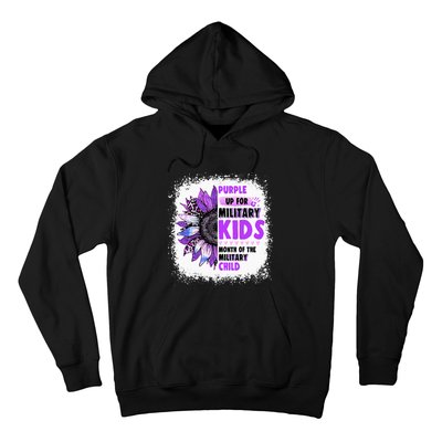 Purple Up Military Child Leopard Sunflower Bleached Hoodie