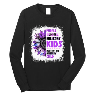 Purple Up Military Child Leopard Sunflower Bleached Long Sleeve Shirt