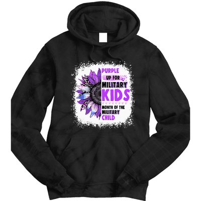 Purple Up Military Child Leopard Sunflower Bleached Tie Dye Hoodie