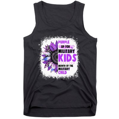 Purple Up Military Child Leopard Sunflower Bleached Tank Top