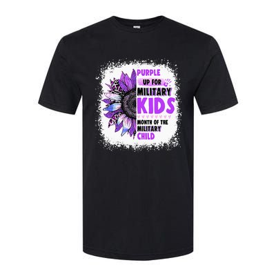 Purple Up Military Child Leopard Sunflower Bleached Softstyle® CVC T-Shirt