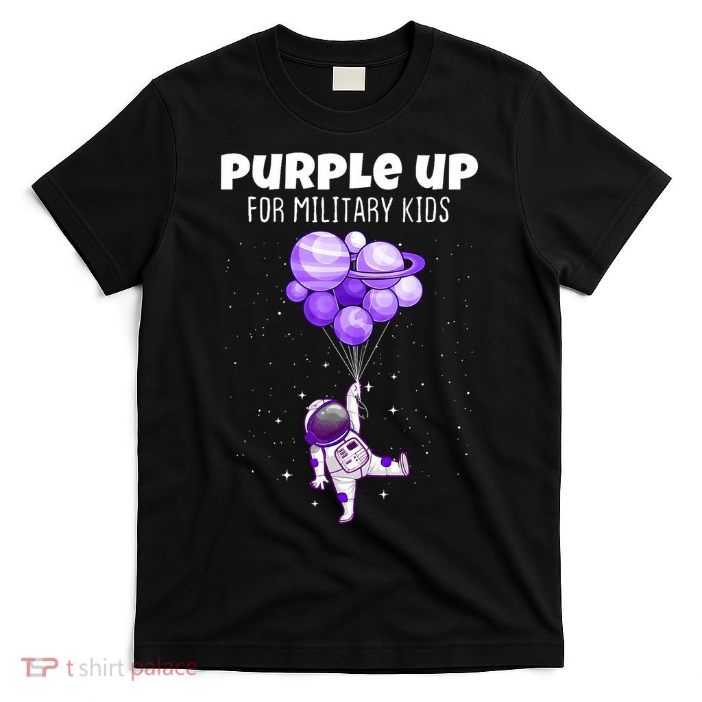 Purple Up Military Military Child Month Astronaut Funny  T-Shirt