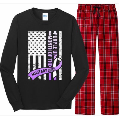 Purple Up Military Child Month USA Flag Long Sleeve Pajama Set