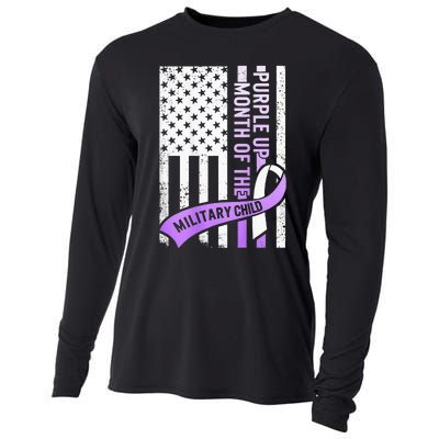 Purple Up Military Child Month USA Flag Cooling Performance Long Sleeve Crew