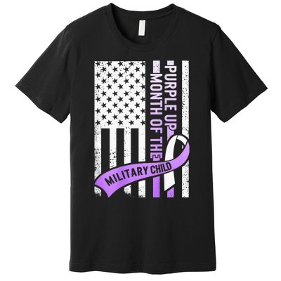 Purple Up Military Child Month USA Flag Premium T-Shirt