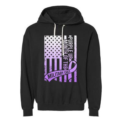 Purple Up Military Child Month Gradient USA Flag Garment-Dyed Fleece Hoodie