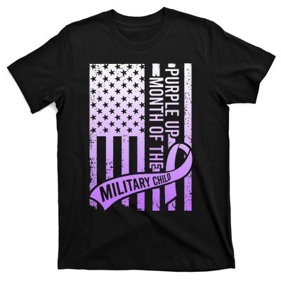 Purple Up Military Child Month Gradient USA Flag T-Shirt