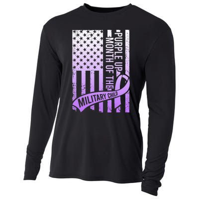 Purple Up Military Child Month Gradient USA Flag Cooling Performance Long Sleeve Crew