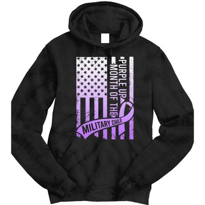 Purple Up Military Child Month Gradient USA Flag Tie Dye Hoodie