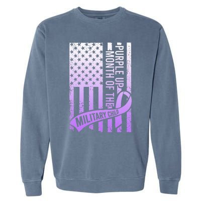 Purple Up Military Child Month Gradient USA Flag Garment-Dyed Sweatshirt