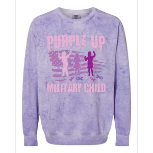 Purple Up Military Child US Flag Military Child Awareness Colorblast Crewneck Sweatshirt