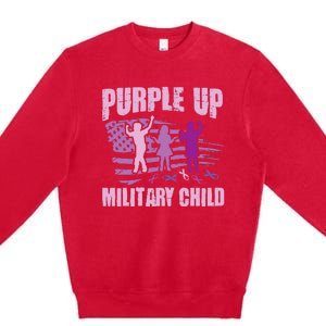 Purple Up Military Child US Flag Military Child Awareness Premium Crewneck Sweatshirt