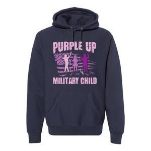 Purple Up Military Child US Flag Military Child Awareness Premium Hoodie