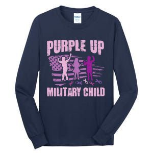 Purple Up Military Child US Flag Military Child Awareness Tall Long Sleeve T-Shirt