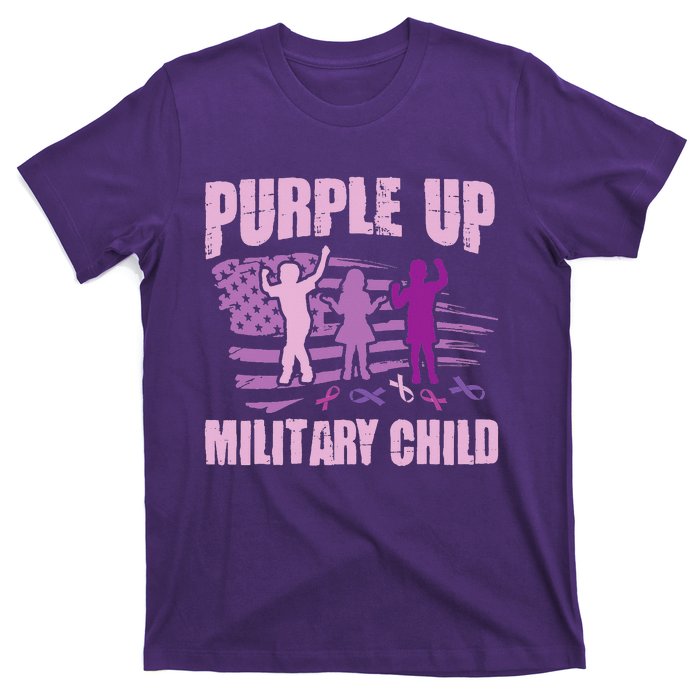 Purple Up Military Child US Flag Military Child Awareness T-Shirt