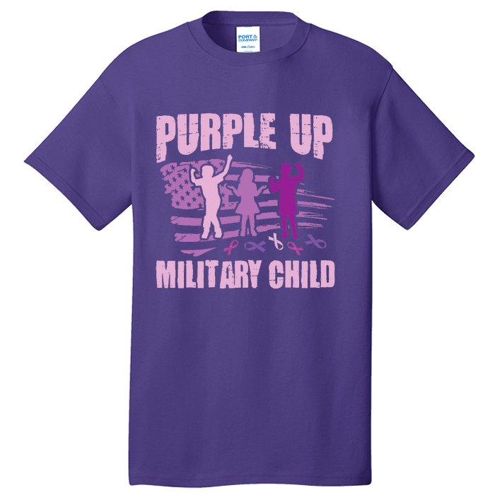 Purple Up Military Child US Flag Military Child Awareness Tall T-Shirt