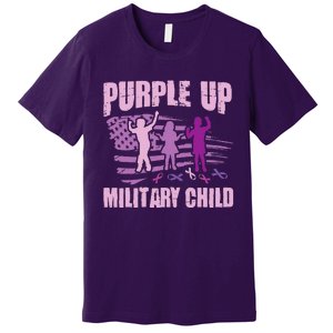 Purple Up Military Child US Flag Military Child Awareness Premium T-Shirt