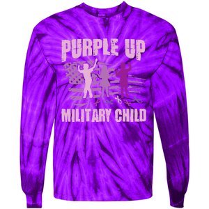 Purple Up Military Child US Flag Military Child Awareness Tie-Dye Long Sleeve Shirt