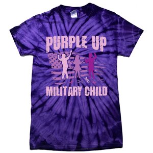 Purple Up Military Child US Flag Military Child Awareness Tie-Dye T-Shirt