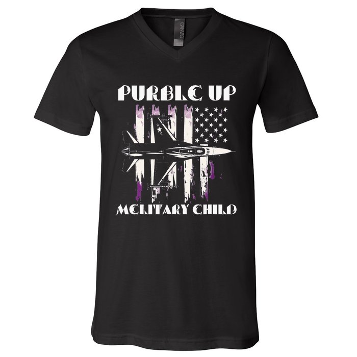 Purple Up Melitary Child V-Neck T-Shirt