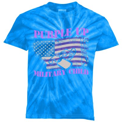 Purple Up Military Month Veteran America Flag Vintage Gift Kids Tie-Dye T-Shirt