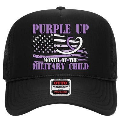 Purple Up Month Of The Military Child High Crown Mesh Back Trucker Hat