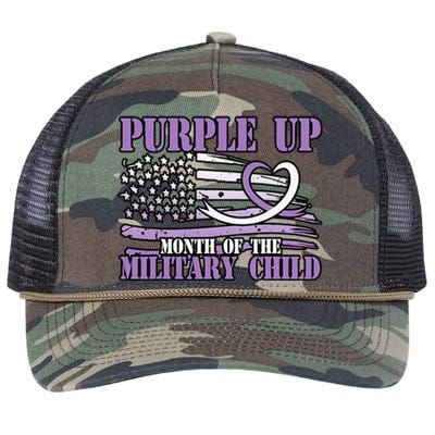 Purple Up Month Of The Military Child Retro Rope Trucker Hat Cap