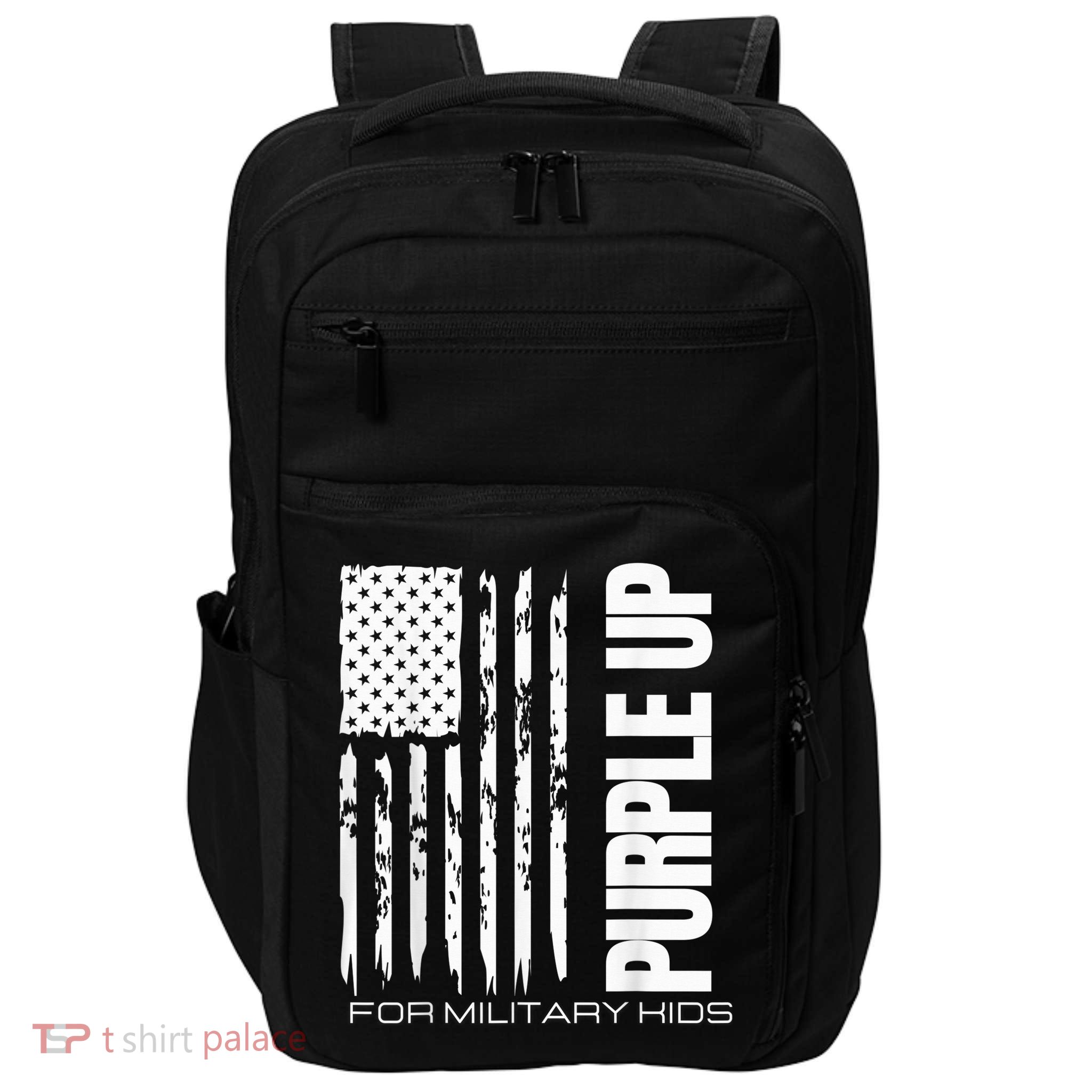 Purple Up Military Kid Military Child US Flag tee Impact Tech Backpack