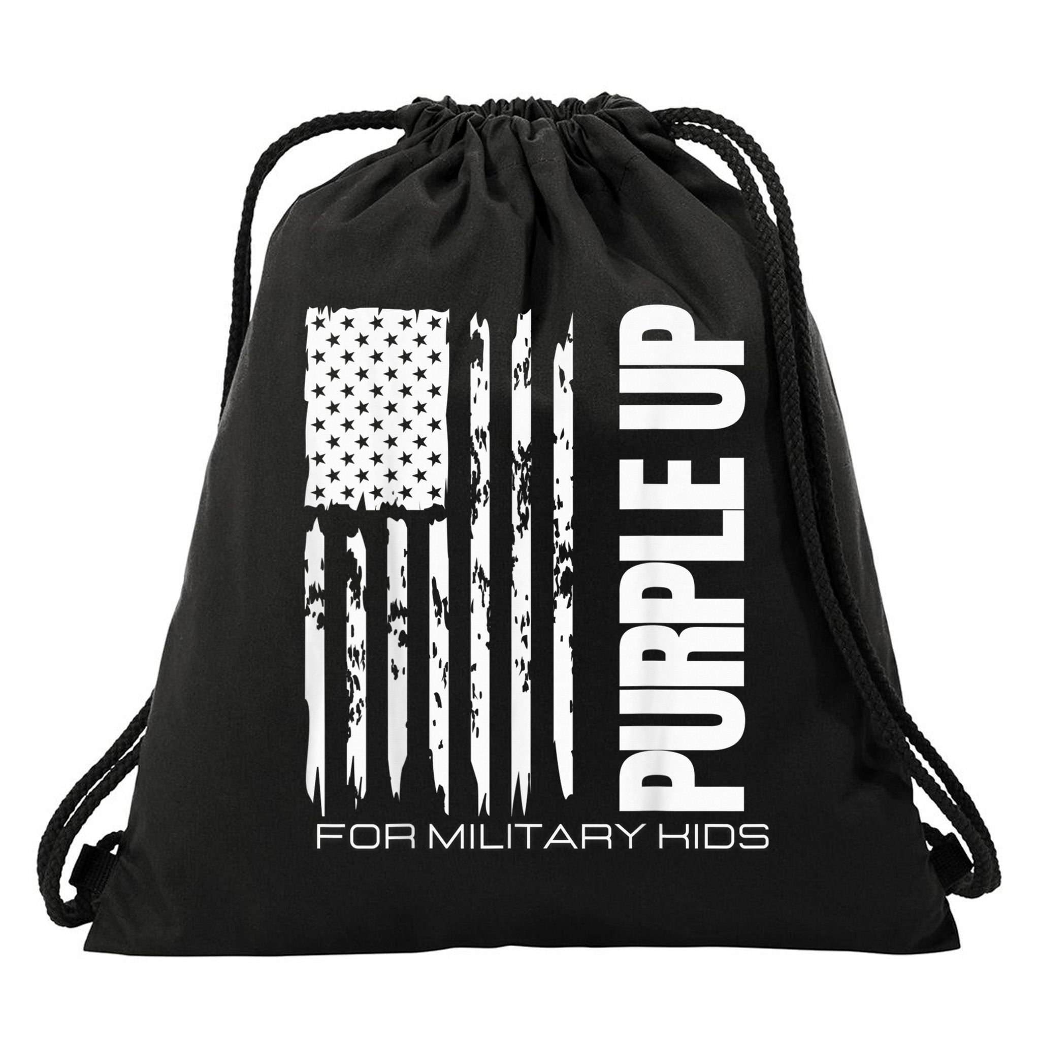 Purple Up Military Kid Military Child US Flag tee Drawstring Bag
