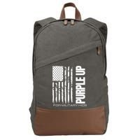 Purple Up Military Kid Military Child US Flag tee Cotton Canvas Backpack