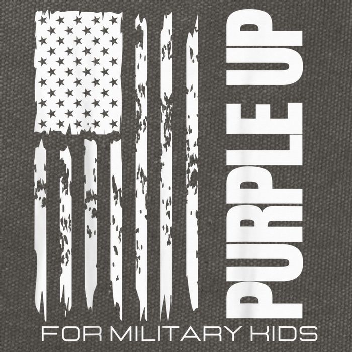 Purple Up Military Kid Military Child US Flag tee Cotton Canvas Backpack