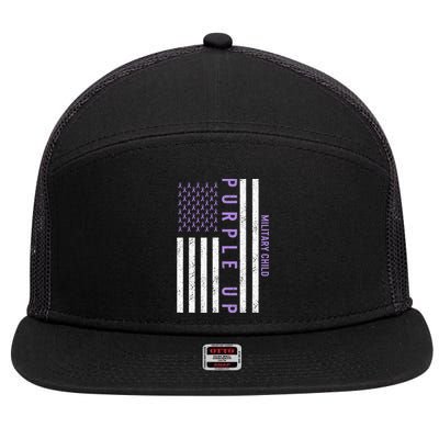 Purple Up Month Of Military Child Awareness 7 Panel Mesh Trucker Snapback Hat