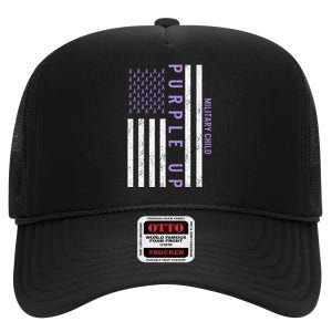 Purple Up Month Of Military Child Awareness High Crown Mesh Back Trucker Hat