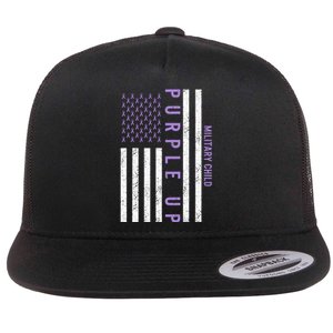 Purple Up Month Of Military Child Awareness Flat Bill Trucker Hat