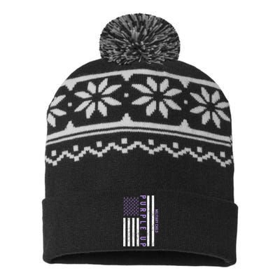 Purple Up Month Of Military Child Awareness USA-Made Snowflake Beanie