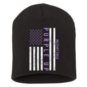 Purple Up Month Of Military Child Awareness Short Acrylic Beanie