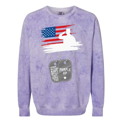 Purple Up Month Of Military Child Awareness Colorblast Crewneck Sweatshirt