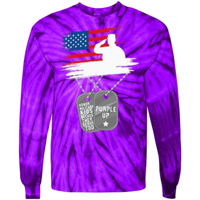 Purple Up Month Of Military Child Awareness Tie-Dye Long Sleeve Shirt