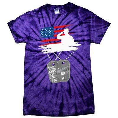 Purple Up Month Of Military Child Awareness Tie-Dye T-Shirt