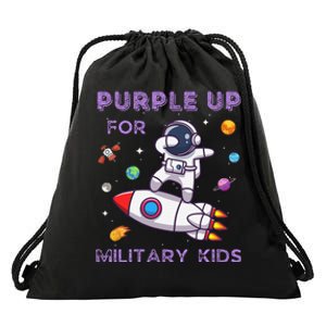 Purple Up Military Military Child Month Astronaut Drawstring Bag