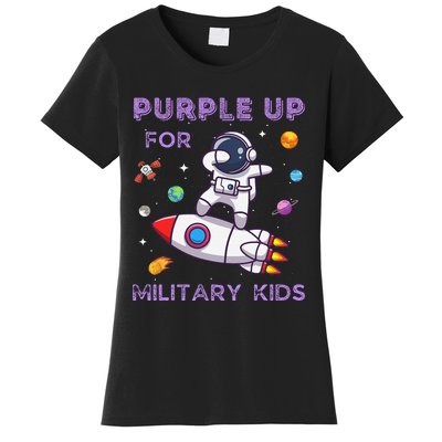 Purple Up Military Military Child Month Astronaut Women's T-Shirt