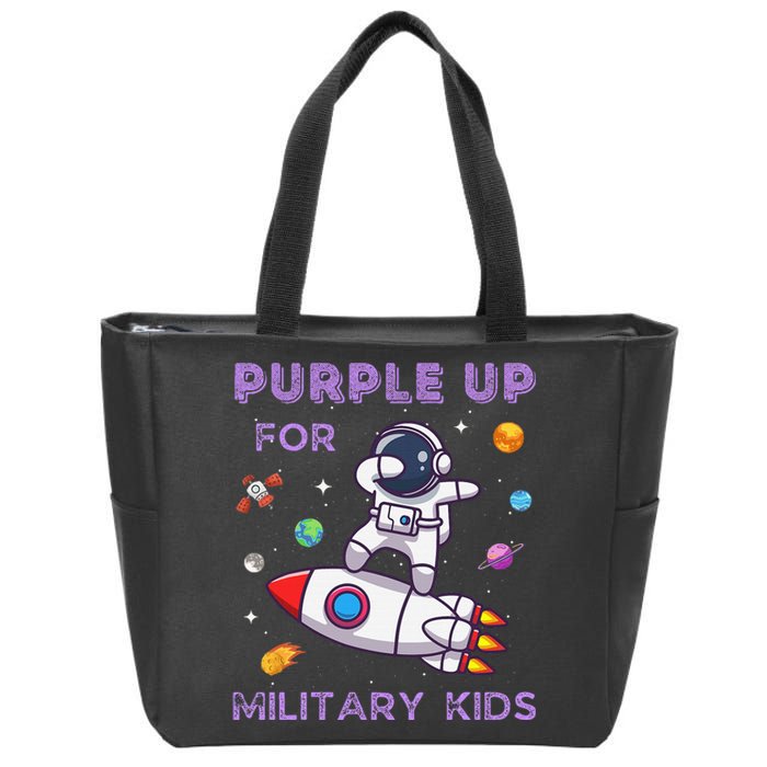 Purple Up Military Military Child Month Astronaut Zip Tote Bag