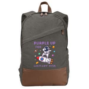 Purple Up Military Military Child Month Astronaut Cotton Canvas Backpack