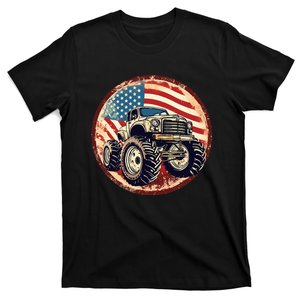 Patriotic Usa Monster Truck Adult T-Shirt