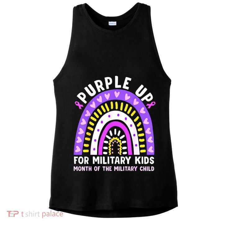 Purple Up Military Month Of The Military Child Rainbow Ladies PosiCharge Tri-Blend Wicking Tank